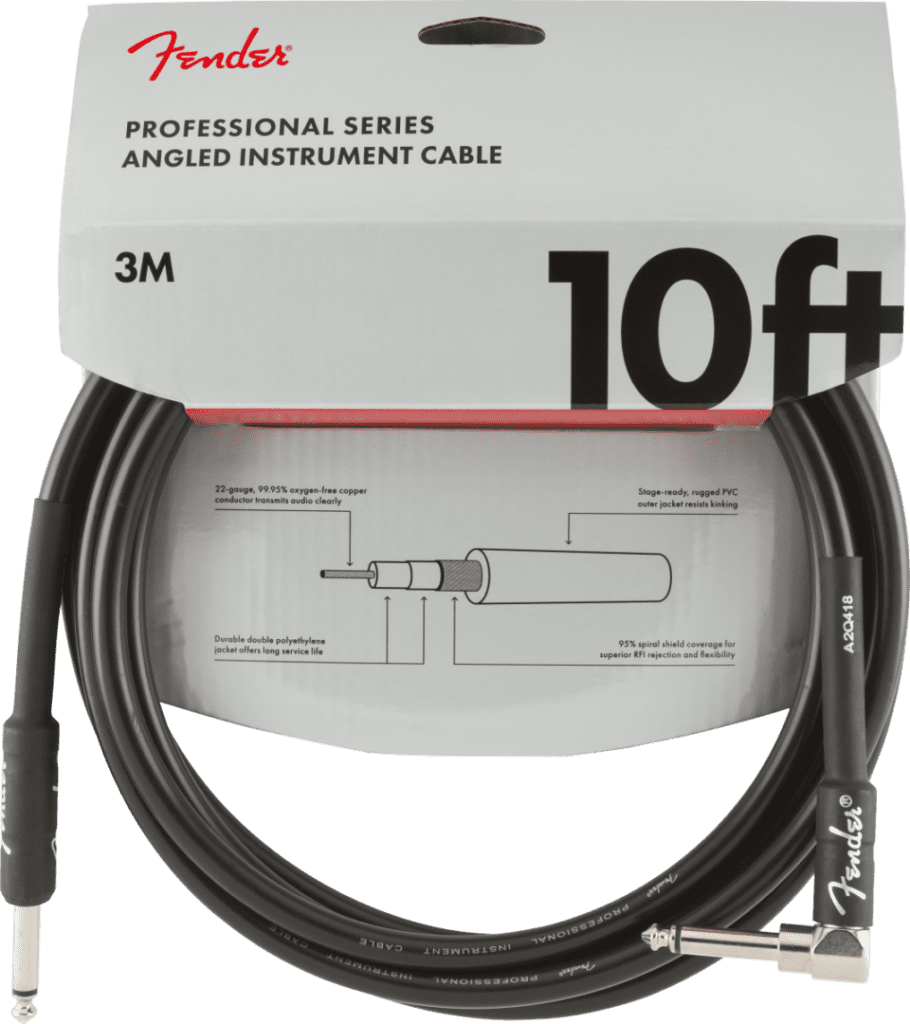 Professional Series Instrument Cable, Straight-Angle, 10′, Black