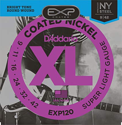 D’Addario – EXP120 Coated Electric Guitar Strings, Super Light, 9-42