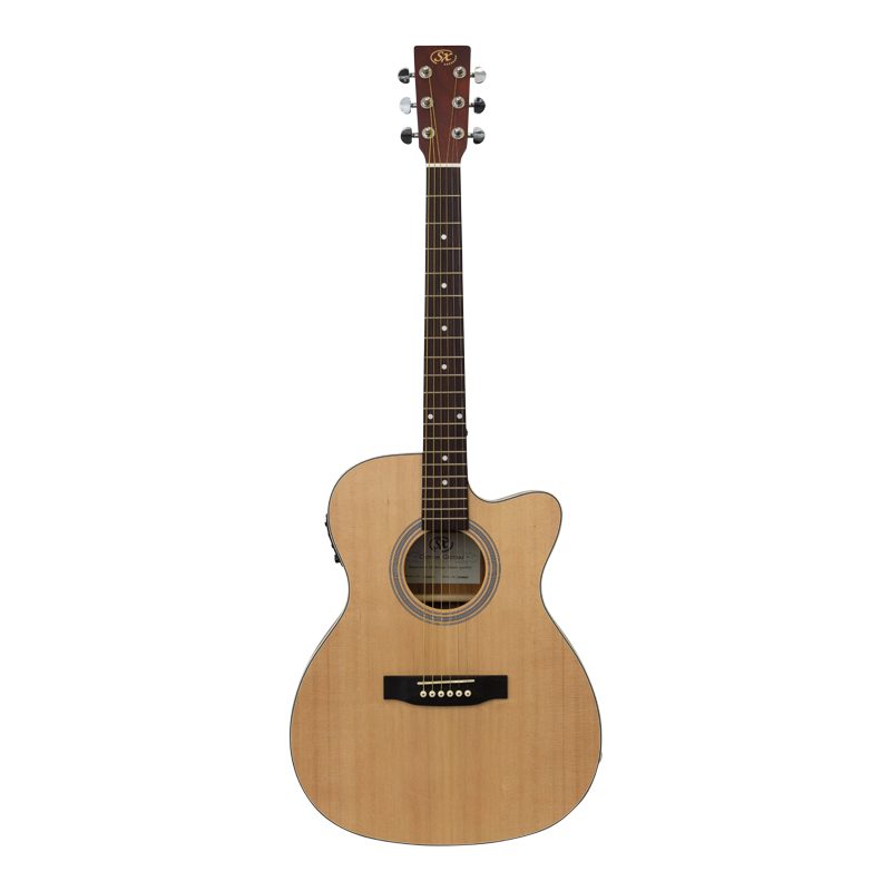 SX Electro Acoustic Guitar D Model Matt Natural Finish Cutaway Electric W/Gig Bag and a Free Lesson