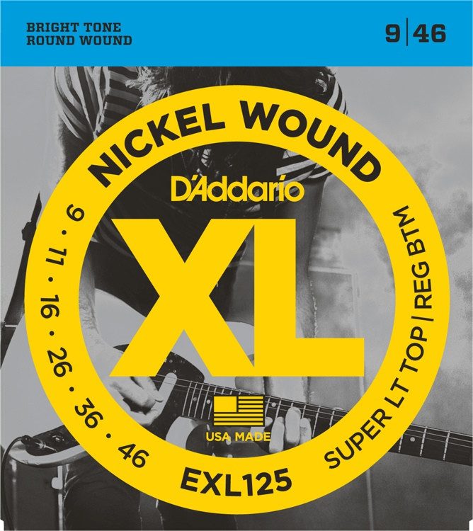 D’Addario – EXL125 Nickel Wound Electric Guitar Strings, Super Light Top, Regular Bottom, 09-46