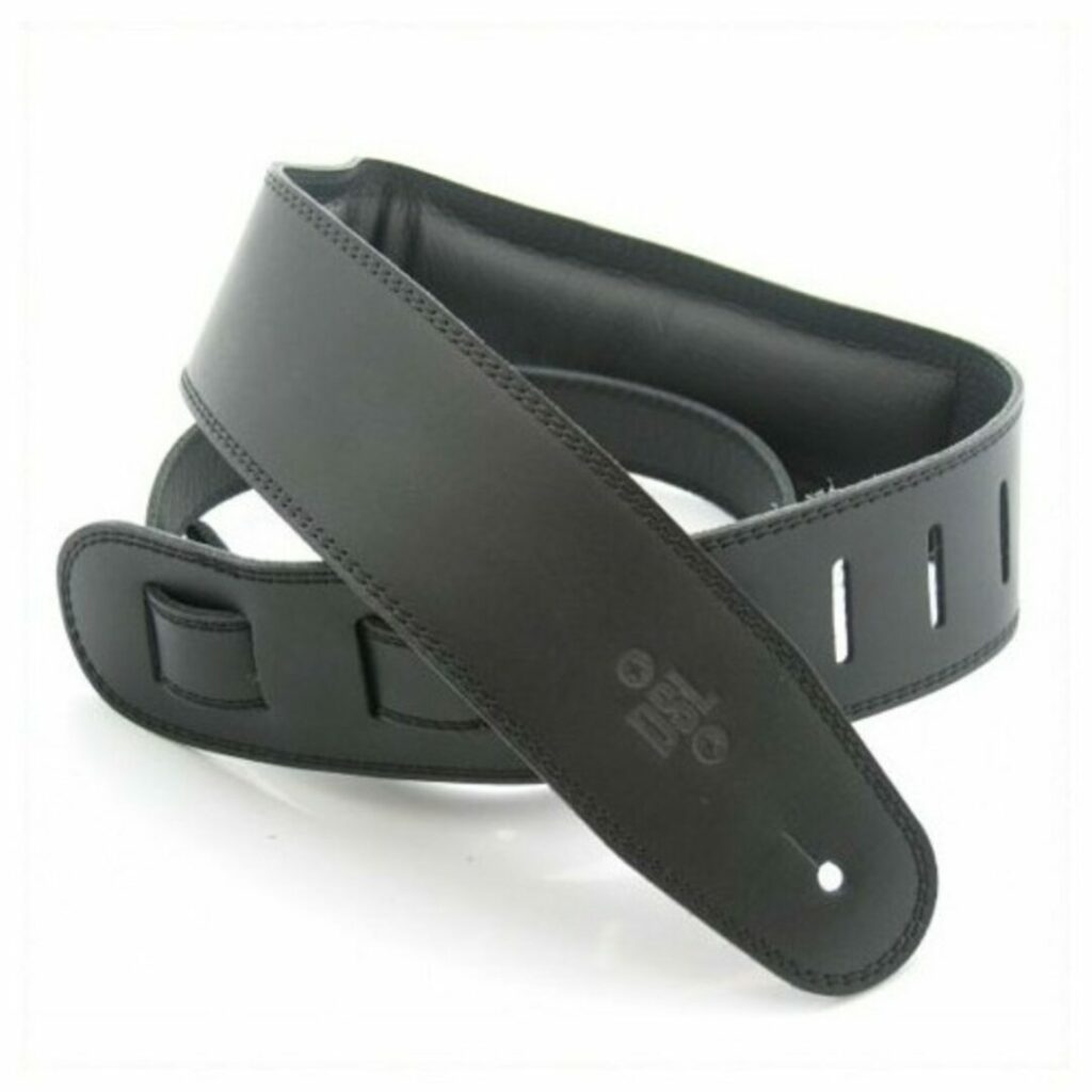 DSL Leather Strap 2.5″ Black with Black stitching & foam