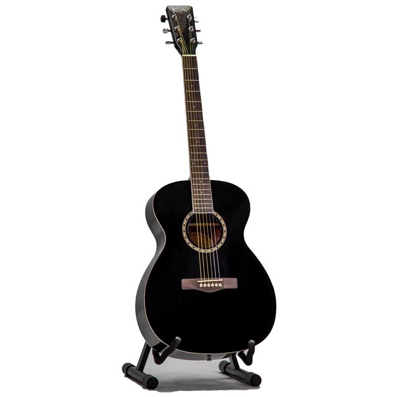 Koda 40″ Size Acoustic Folk OM Style Guitar, Black