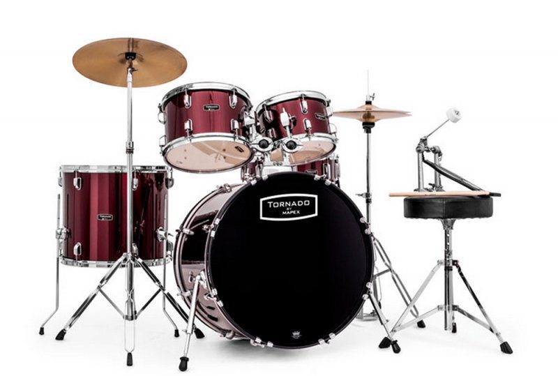 Beginner Drum Kits - Mapex Tornado Burgundy Acoustic Drum Kit