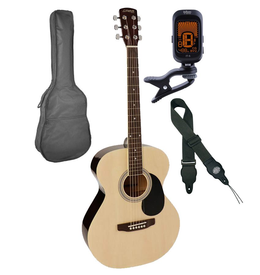 Nashville GSA-60-NT-PACK Auditorium Guitar Pack – Natural with bag strap and tuner