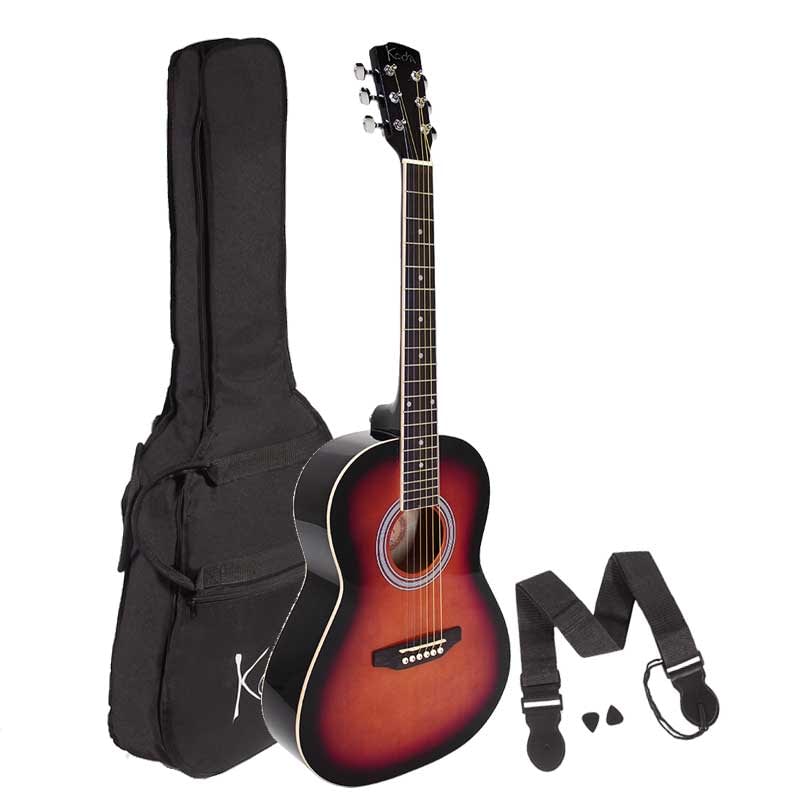 Koda Acoustic Guitar Beginner HW41201 Sunburst 4/4 Pack w/Bag, Strap & 2 Picks