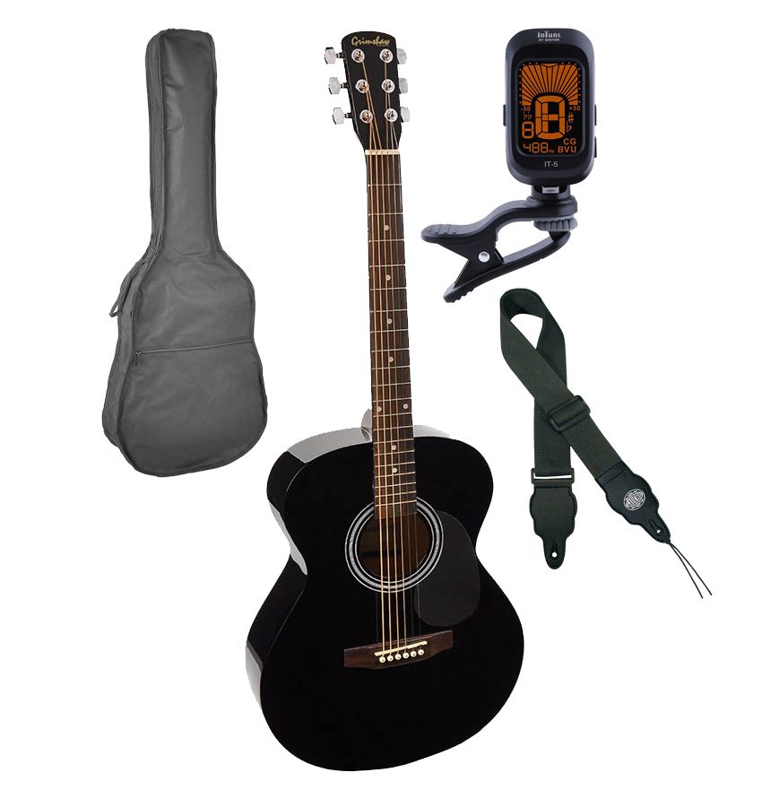 Nashville GSA-60-BK-PACK Auditorium Guitar Pack – Black with bag strap and tuner