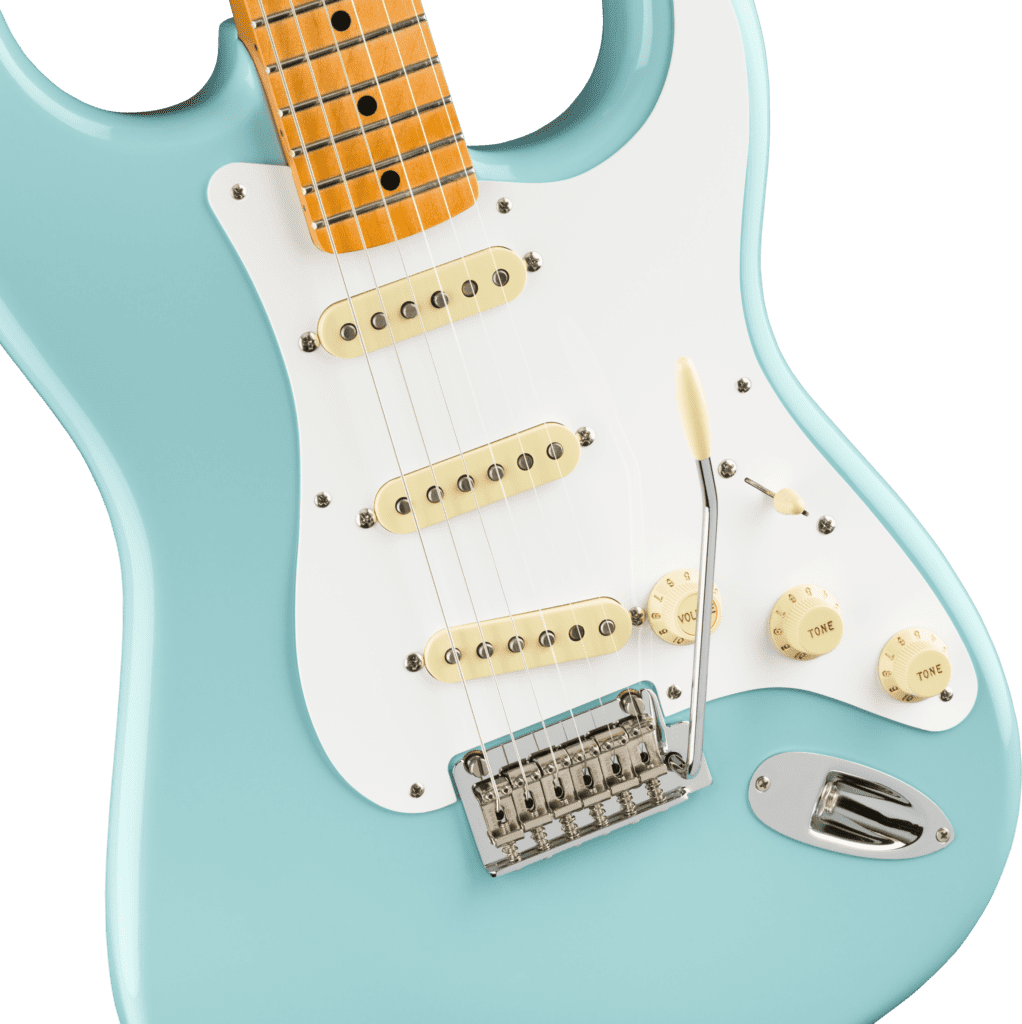 Body and tremolo of 6-string Fender Vintera 50's Stratocaster Modified
