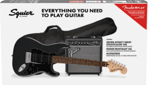 Fender Squier Affinity Stratocaster Electric Guitar Accessories Pack in Charcoal Frost Metallic