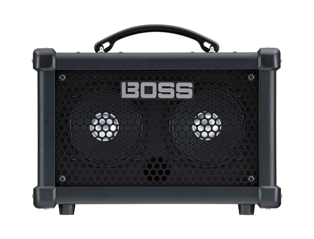Front of black Boss Dual Cube Bass LX Bass Amplifier