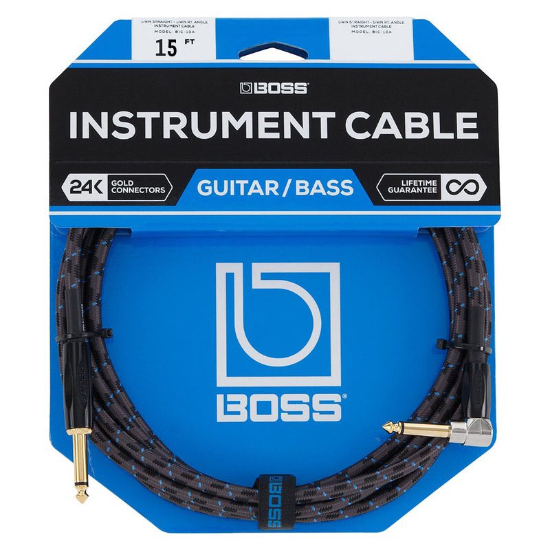 Boss 15ft Cable for guitar and bass in black