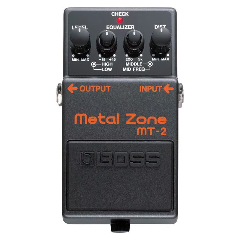 Black Boss MT-2 Metal Zone Distortion Pedal with 4 control knobs