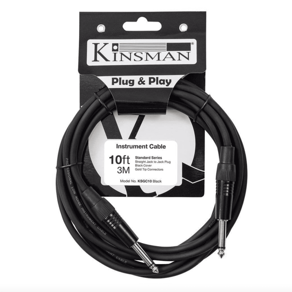 Black cable coil, Kinsman KSGC10 with straight jack-to-jack plug