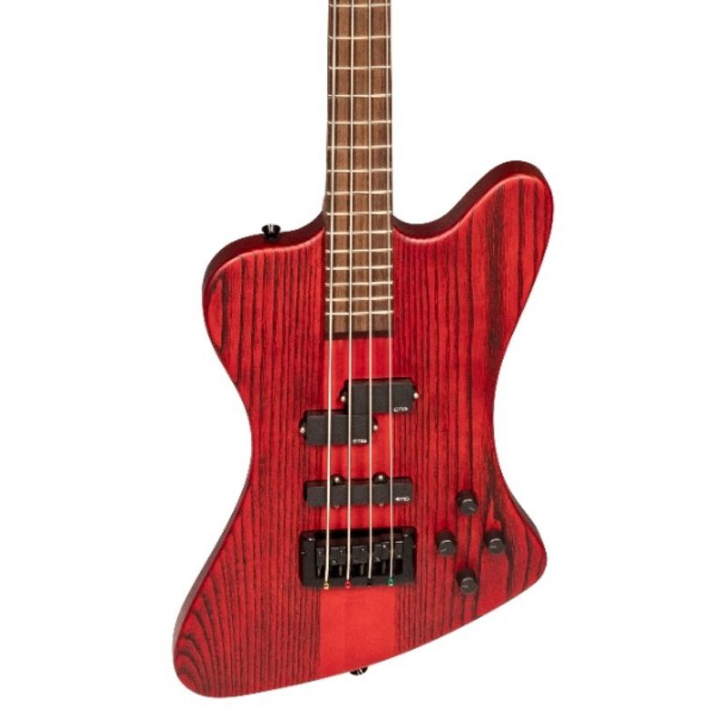 Vertical body of Spector Euro 4X Black Cherry Matte bass guitar