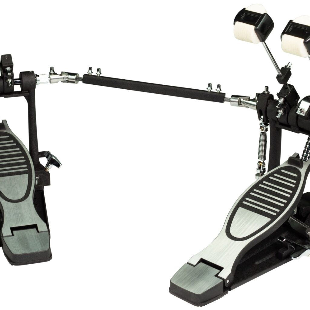 Double Promuco Bass Drum Pedal 200 Series in black and silver