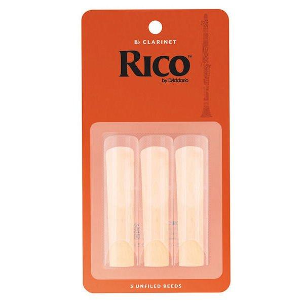 Rico by D'Addario Bb Clarinet Reeds, Strength 1.5, 3-pack of unfiled reeds