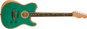 Fender American Acoustasonic® Telecaster® in Aqua Teal 6-string guitar horizontal with body on the left