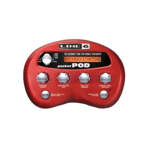 Line 6 Pocket Pod ,red front view of display and knobs