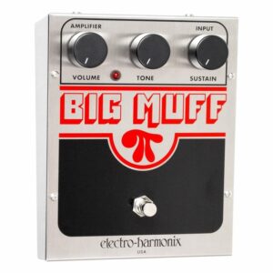 Electro-Harmonix Big Muff Pi Fuzz Distortion Pedal with 3 control knobs for volume, tone and sustain
