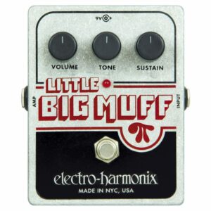 Electro-Harmonix Big Muff Pi Fuzz Distortion Pedal with 3 control knobs for volume, tone and sustain