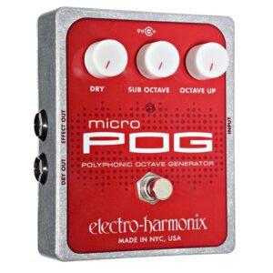 EHX Micro PogElectro-Harmonix Micro Pog Octave Guitar Effects Pedal red with 3 control knobs for dry,sub-octave and octave up controls
