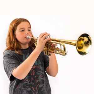 Odyssey Debut 'Bb' Beginner Trumpet Outfit - Child playing the trumpet