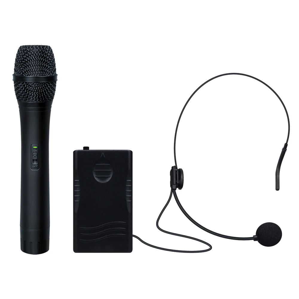 Wireless mic and portable headset in black-Part of KAM 12" speaker package