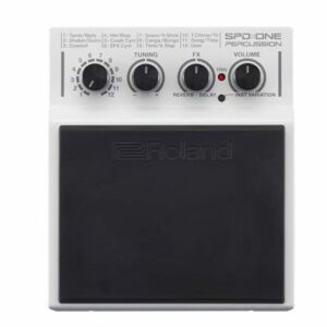 Roland SPD One Percussion Top-down view. White pedal with black pad and knobs