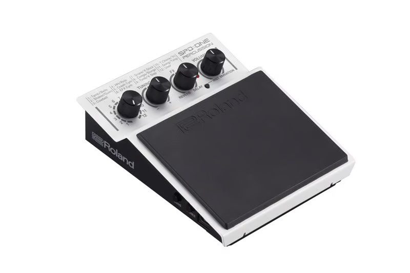 Roland spd 1p percussion pad in white, 4 control knobs for effects, tuning, volume, reverb