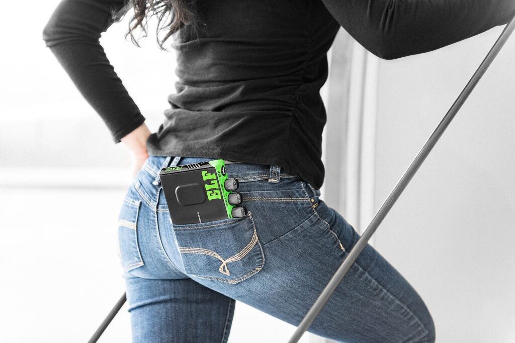 Trace Elliot El Bass Amp in the back pocket of female wearing jeans
